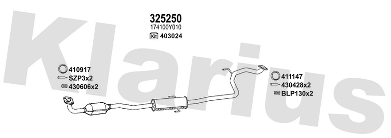 Klarius 325250 - Catalyst Type Approved Withpip  - Fits Toyota Yaris 1.3 VVTi