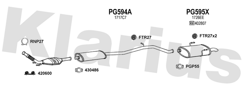 Klarius PG594A - Box With Centre Pipe  - Fits Peugeot 406 2.0HDi