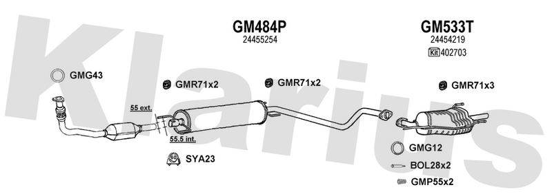 Klarius GM484P - Box With Centre Pipe  - Fits Opel Astra G 2.0TD