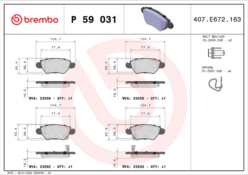 Brembo Brake Pad Set - P59031