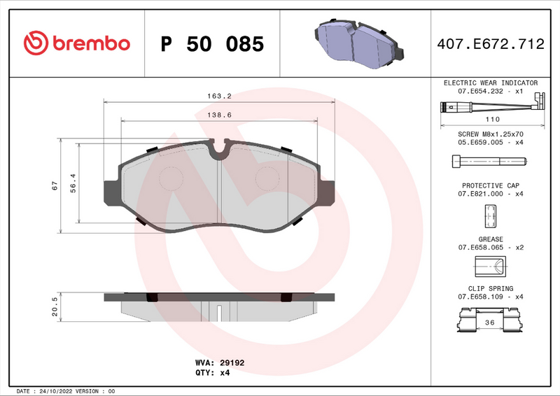Brembo Brake Pad Set - P50085