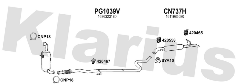 Klarius PG1039V - Centre Pipe  - Fits Citroen C3 1.5 BlueHDi