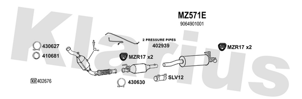Klarius MZ571E - Box With Tail Pipe  - Fits Mercedes Sprinter 2.1CDi