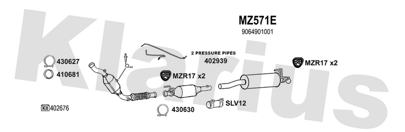 Klarius MZ571E - Box With Tail Pipe  - Fits Mercedes Sprinter 2.1CDi