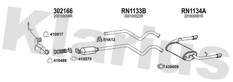Klarius 302166 - Front Pipe For Cat  - Fits Renault Laguna 2.0DCi