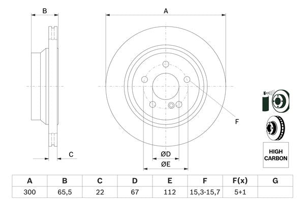 Bosch Brake Disc Pair Part No - 0986479042