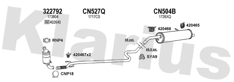 Klarius 322792 - Catalyst Type Approved Withpip  - Fits Citroen C2 1.4HDi