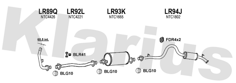 Klarius LR89Q - Front Pipe  - Fits Land Rover 110 2.5TD