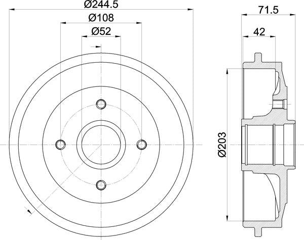 Mintex Brake Drum (Single) fits -Citroën Peugeot MBD304 (also fits other vehicles)