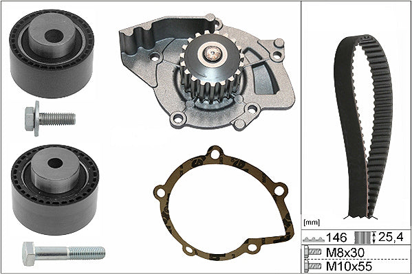 INA Water Pump & Timing Belt Set - Part No - 530044631