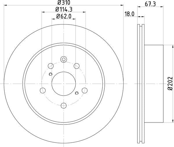 Mintex Brake Discs fits -Lexus V345:5 MDC2250 (also fits other vehicles)