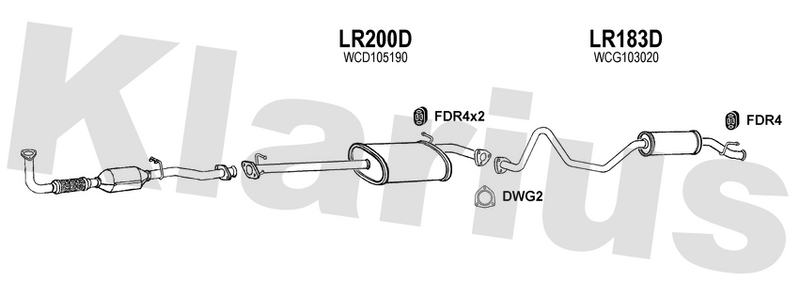 Klarius LR200D - Box With Centre Pipe  - Fits Land Rover 130 2.5TD