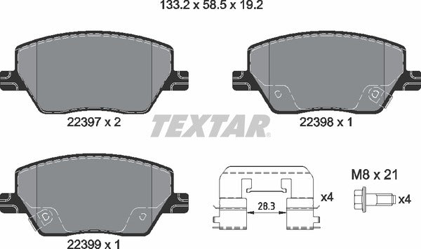 Textar Brake Pad Set - 2239701