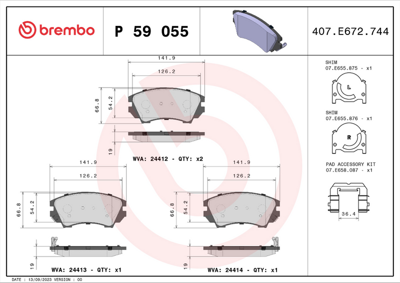 Brembo Brake Pad Set - P59055