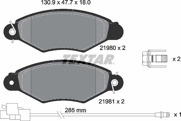 Textar Brake Pad Set - 2198009