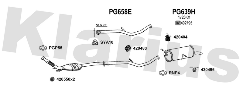 Klarius PG658E - Catalyst Repair Pipe  - Fits Peugeot 307 2.0HDi