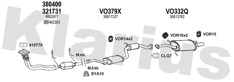 Klarius 321731 - Catalyst Type Approved Withpip  - Fits Volvo S40 1.6i,1.8i