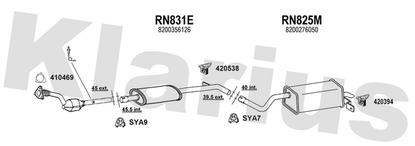 Klarius RN831E - Box With Centre Pipe  - Fits Renault Modus 1.4i