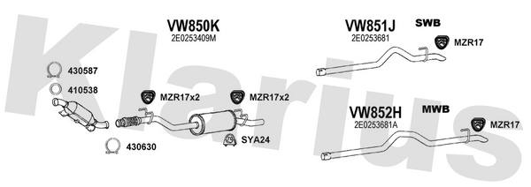 Klarius VW850K - Box With Centre Pipe  - Fits Volkswagen Crafter 30 2.5TDi