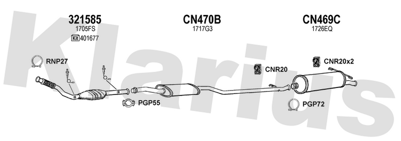 Klarius 321585 - Catalyst Type Approved Withpip  - Fits Citroen Xsara Picasso 1.8i