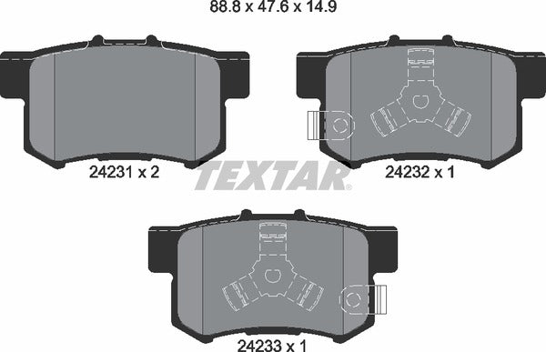 Honda, Brake Pad Set - Textar 2423101