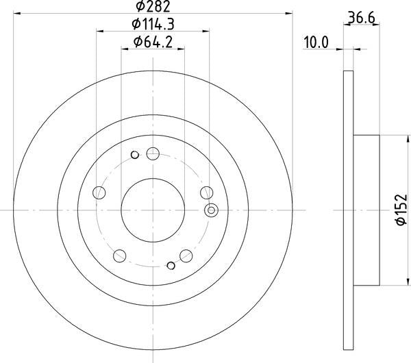 Mintex Brake Discs fits -Honda V349:5 MDC2857C (also fits other vehicles)
