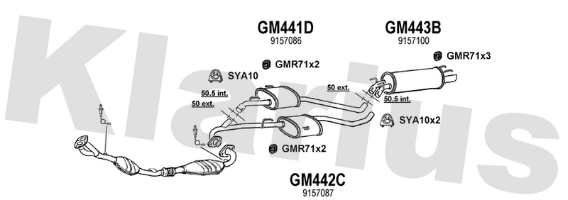 Klarius GM442C - Box With Centre Pipe Right Han  - Fits Opel Omega 2.2i