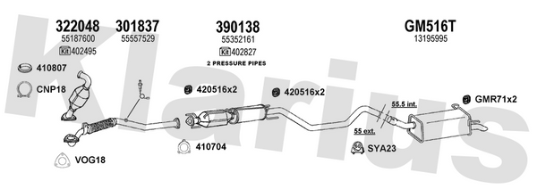 Klarius 322048 - Catalyst Type Approved Withpip  - Fits Opel Astra H 1.9CDTi