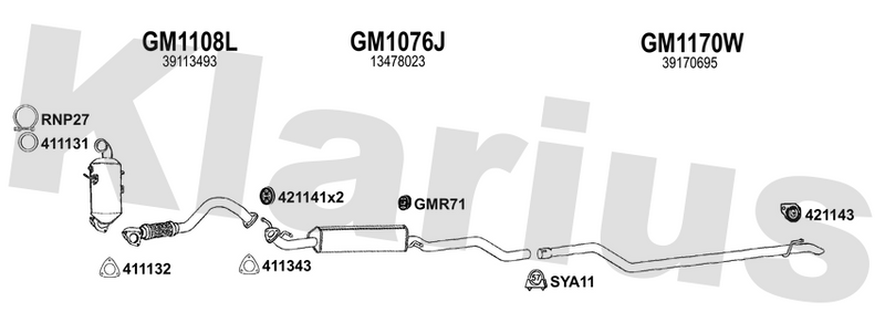 Klarius GM1108L - Front Pipe  - Fits Opel Astra K 1.6 CDTi