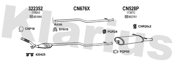 Klarius 322352 - Catalyst Type Approved Withpip  - Fits Citroen Xsara Picasso 2.0HDi