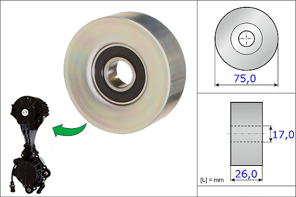 INA Deflection/Guide Pulley - V-Ribbed Belt - Part No - 532067610