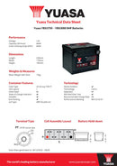 Yuasa 12V 66Ah 660A (US Group 75R FT)  SMF Battery - YBX3750 - 4 Year Warranty