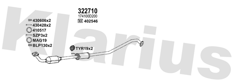 Klarius 322710 - Catalyst Type Approved Withpip  - Fits Toyota Avensis 1.8VVTi