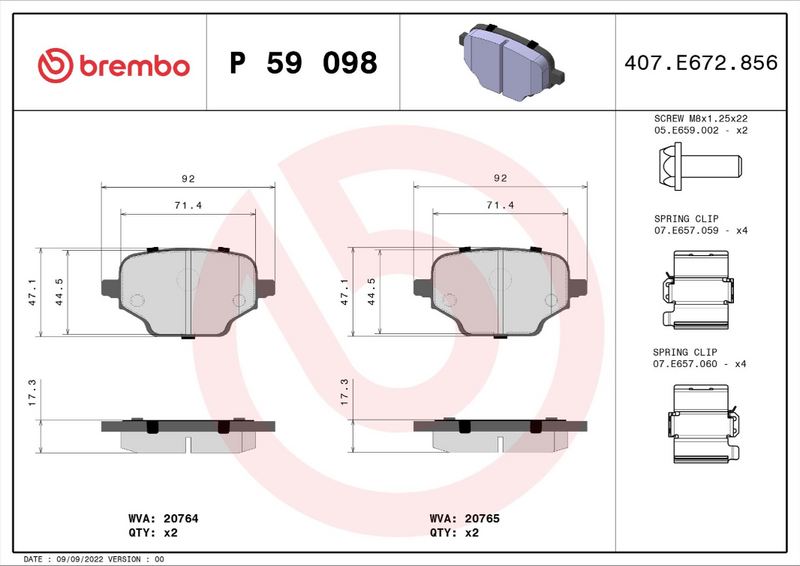 Brembo Brake Pad Set - P59098