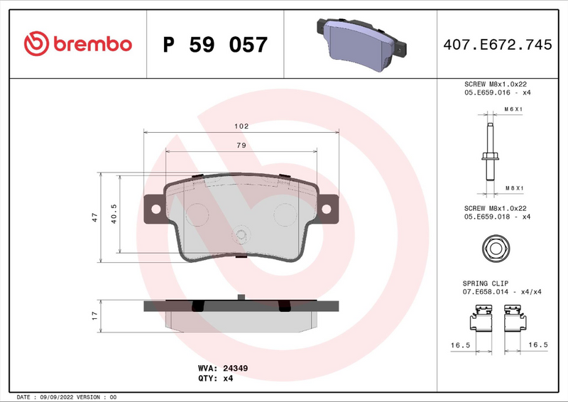 Brembo Brake Pad Set - P59057