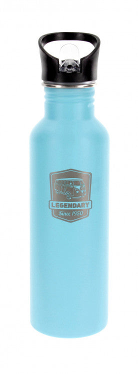 VW T1 Bus Stainless Steel Drinking Bottle 750ml - Vintage Logo/Turquoise