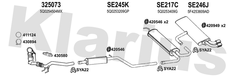 Klarius 325073 - Catalyst Type Approved Withpip  - Fits Audi A3 1.5 TFSi