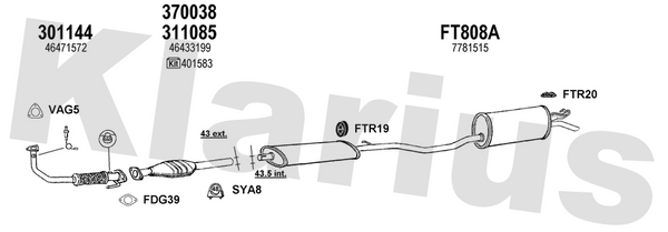 Klarius 301144 - Front Pipe For Cat  - Fits Fiat Punto 1.1i