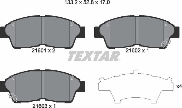 Toyota, Brake Pad Set - Textar 2160101