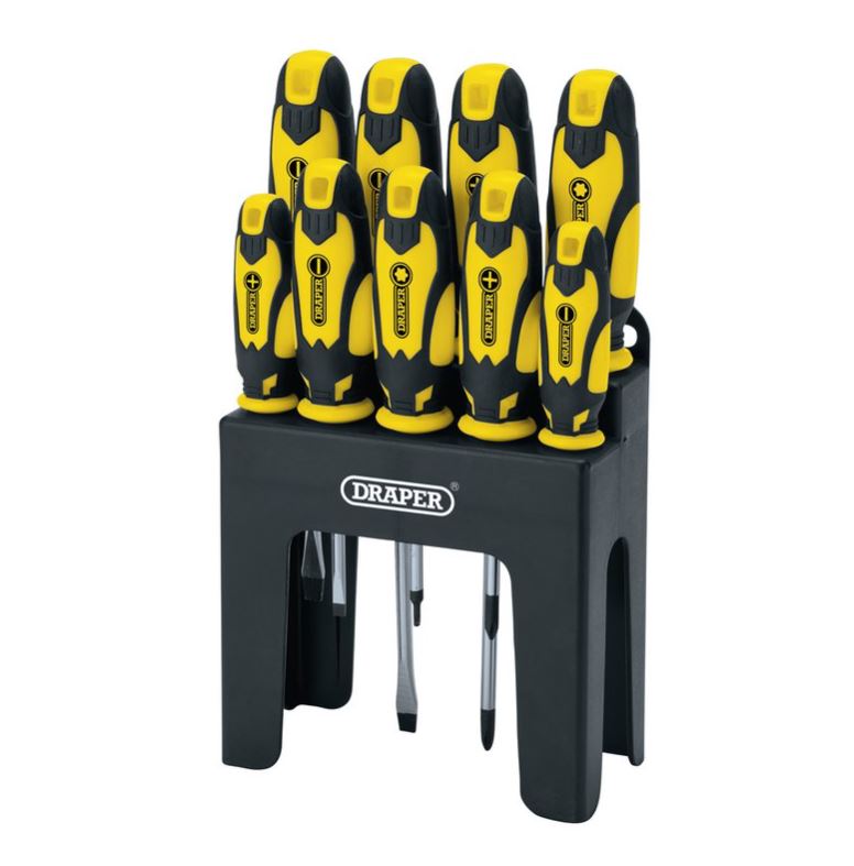 Brand New Draper Soft Grip Screwdriver Set (9 Piece) Yellow