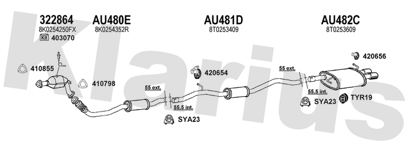 Klarius 322864 - Catalyst Type Approved Withpip  - Fits Audi A5 2.0TFSi