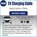 WAI EV Charging Cable - EVCUK116WC