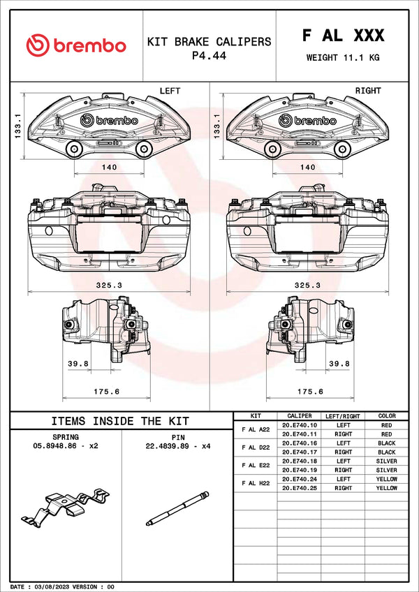 Brembo F AL A22 aluminium brake caliper kit - FALA22