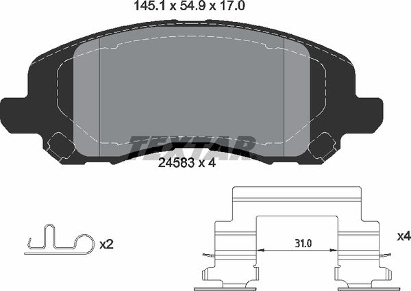 Chrysler Dodge Jeep Mitsubishi, Brake Pad Set - Textar 2458301