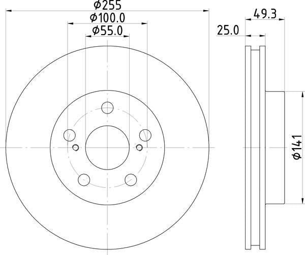 Mintex Brake Discs fits -Lexus Toyota V281:4 MDC2204 (also fits other vehicles)