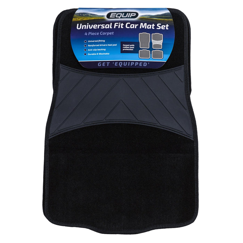 Equip Universal Fit Car Mat Set - Carpet With Pvc Heel & Black Trim