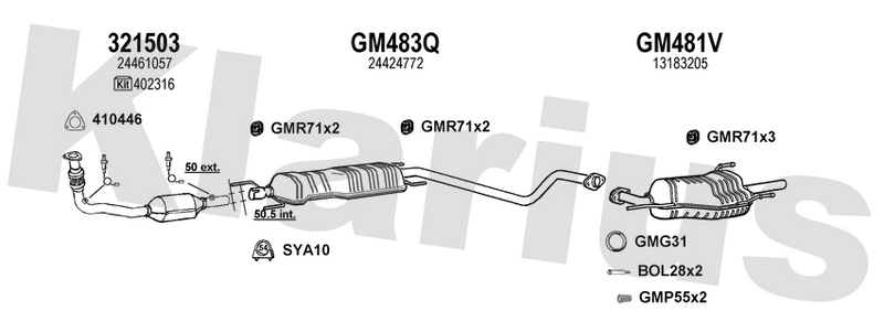 Klarius 321503 - Catalyst Type Approved Withpip  - Fits Opel Astra G 2.2i
