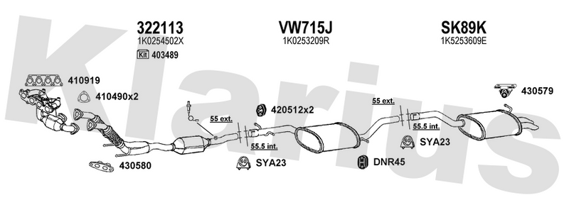 Klarius 322113 - Catalyst Type Approved Withpip  - Fits Audi A3 2.0FSi