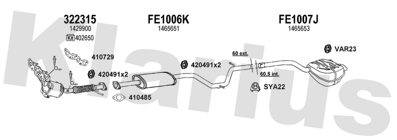 Klarius 322315 - Catalyst Type Approved Withpip  - Fits Ford Galaxy 2.0i