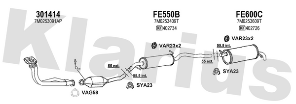 Klarius 301414 - Front Pipe For Cat  - Fits Seat Alhambra 2.0i